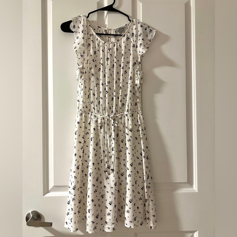 White sundress with navy detail
